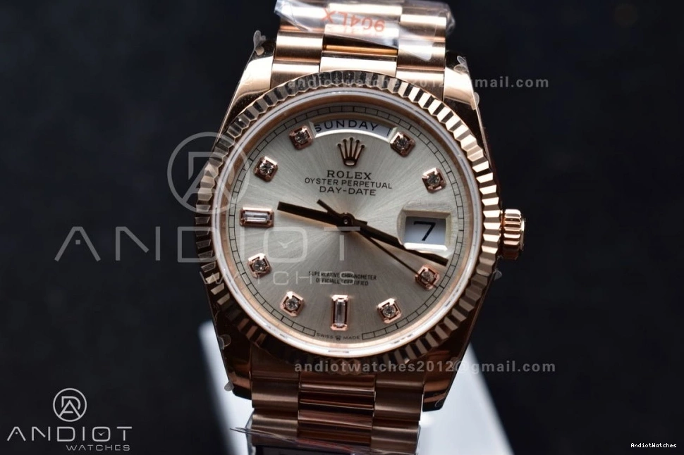 RG 36 V5 with Silver vr3255 DayDate 904L Edition Diamond (Gain EasyMatch Square on QF Steel President Bracelet Dial Best Weight) 675 1023